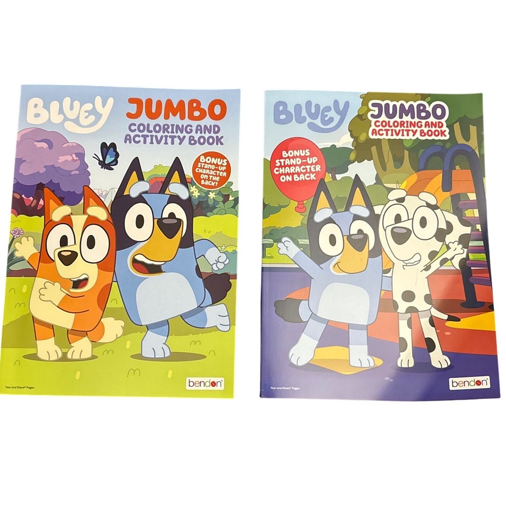 2 Bluey Jumbo Coloring and Activity Books with Stand Up Characters Ages 3 Bendon